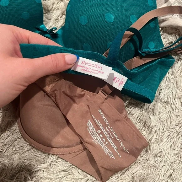 Victoria's Secret Bra Set - Cream, Teal, Brown,& lace - Picture 2 of 4